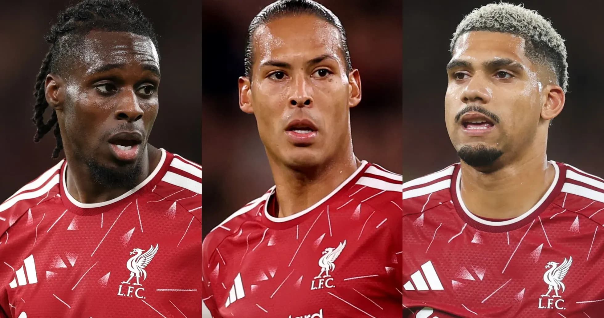 Tres jugadores de Liverpool en uniforme rojo