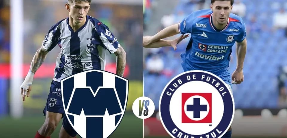 Jugadores de Monterrey y Cruz Azul en acción