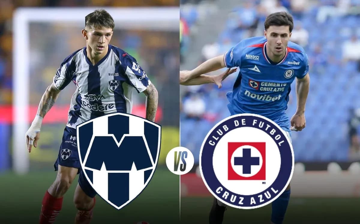 Jugadores de Monterrey y Cruz Azul en acción