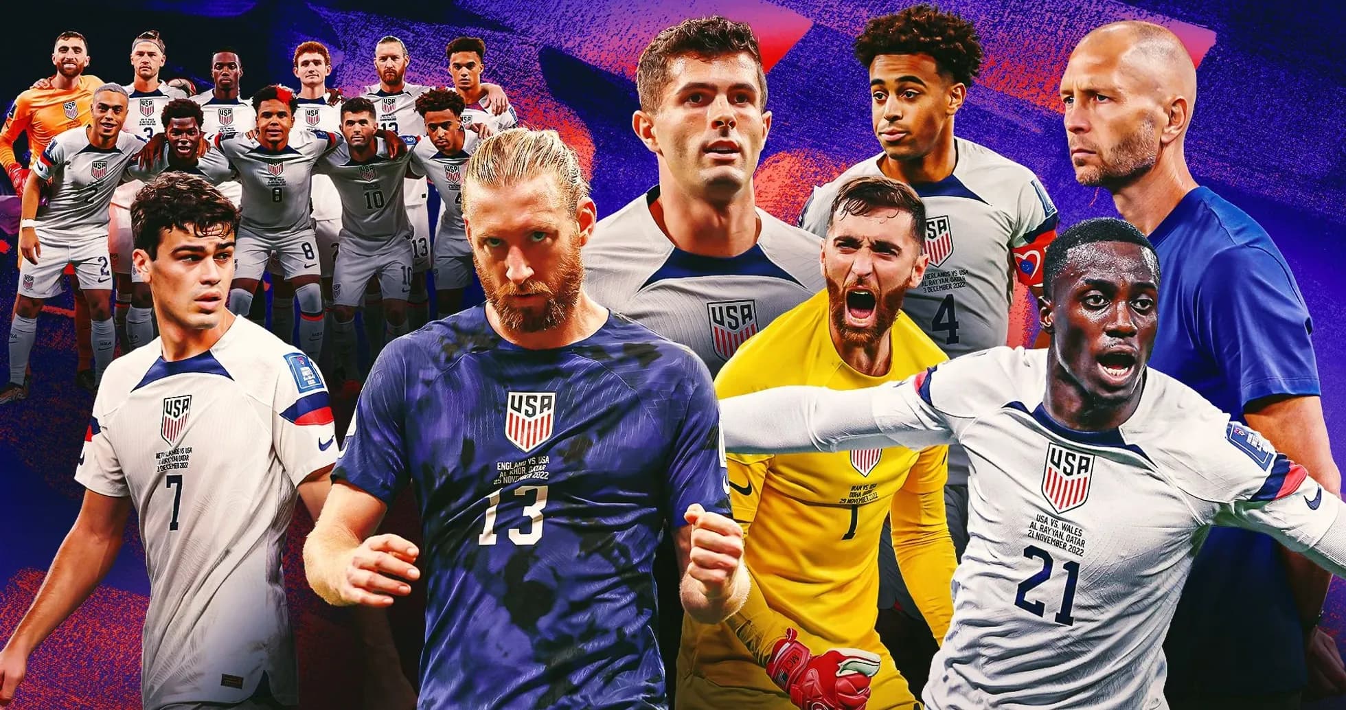 Jugadores de la selección de Estados Unidos en collage