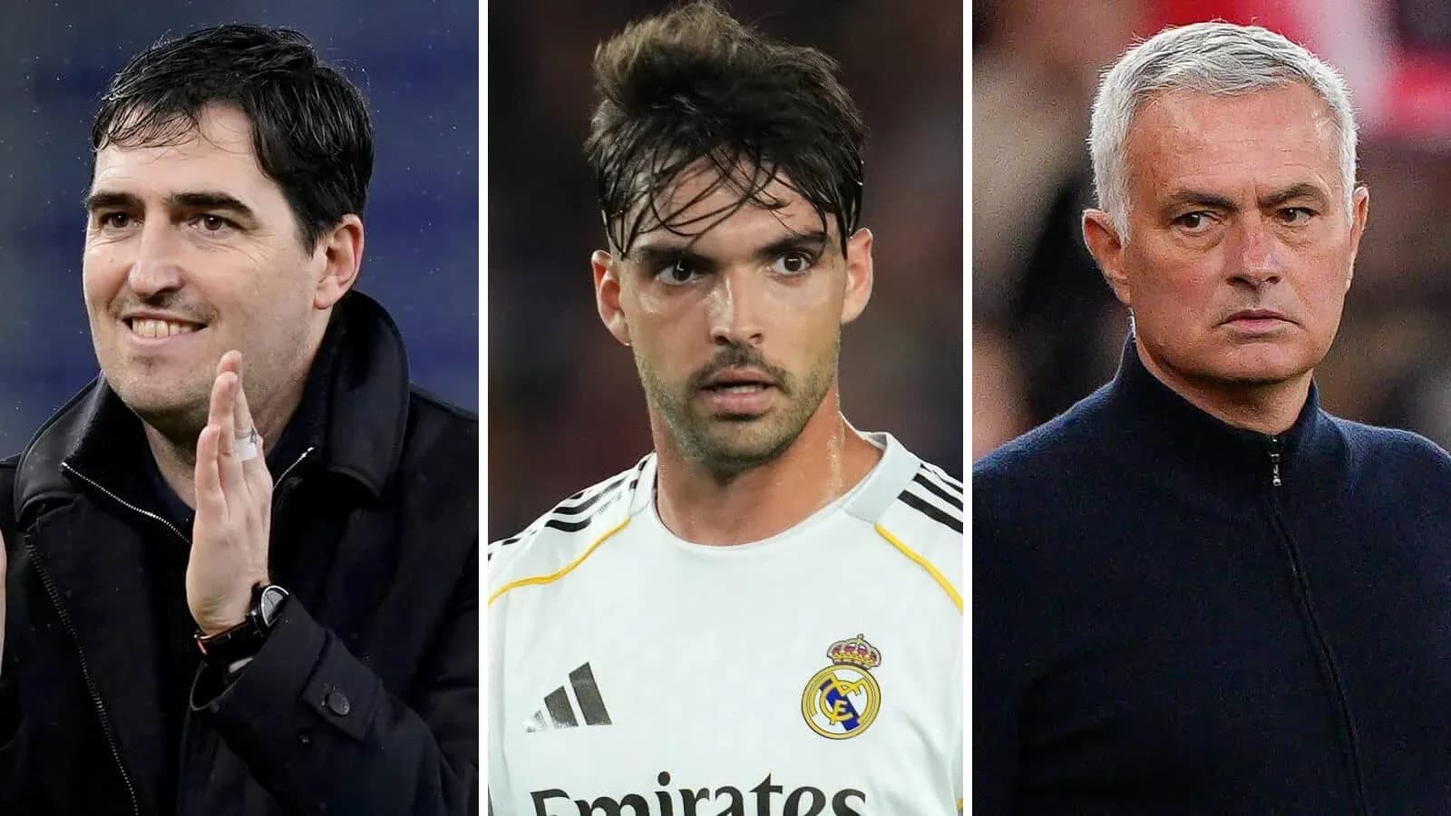 Tres personas relacionadas con el fútbol posando