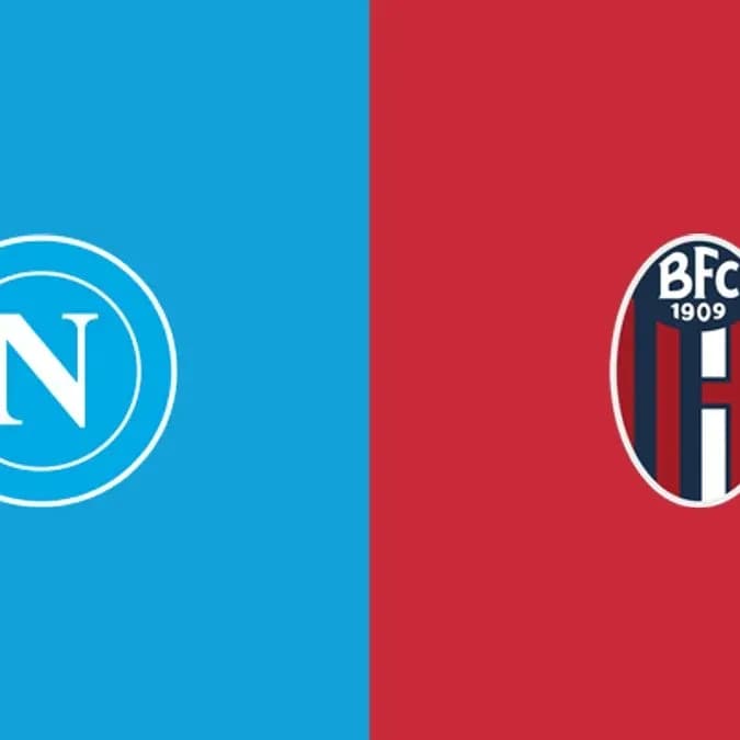 Logos de Napoli y Bologna en fondo colorido