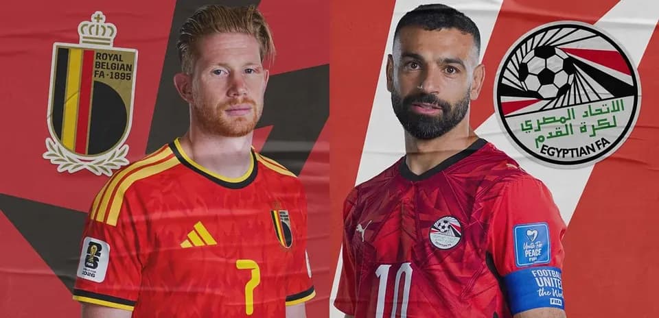 Jugadores de Bélgica y Egipto en la Copa del Mundo