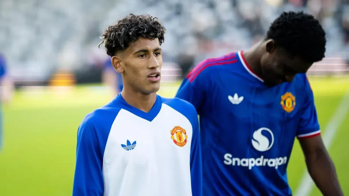 Jugadores de Manchester United en el calentamiento