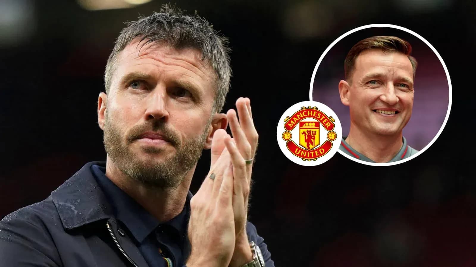 Entrenador aplaudiendo con logotipo de Manchester United