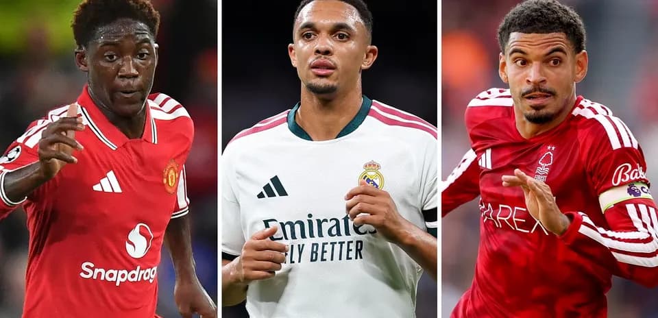 Tres futbolistas en acción con diferentes camisetas de clubes