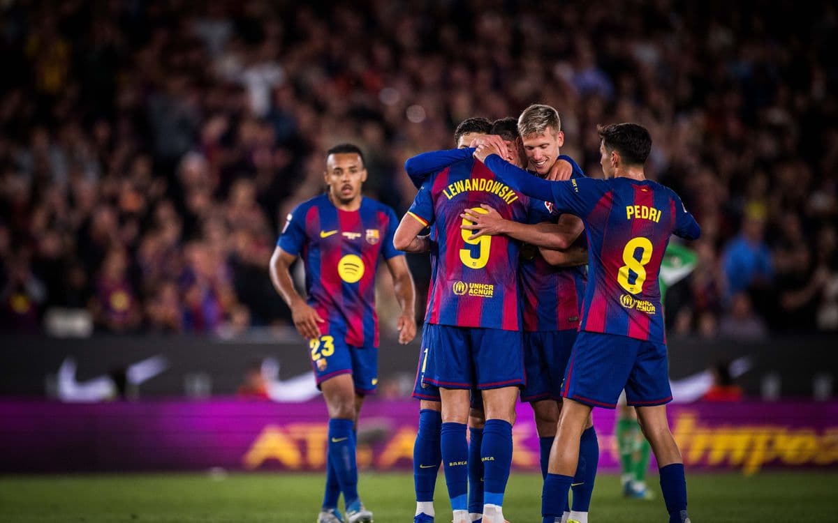 Jugadores del Barcelona celebrando un gol