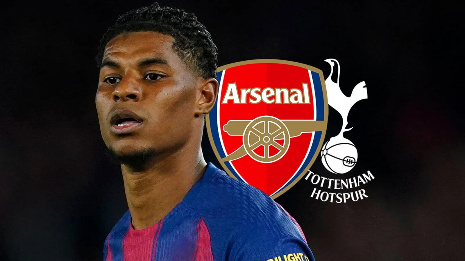 Jugador de fútbol con logos de Arsenal y Tottenham