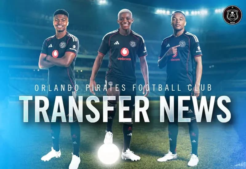 Jugadores de Orlando Pirates posando en uniforme