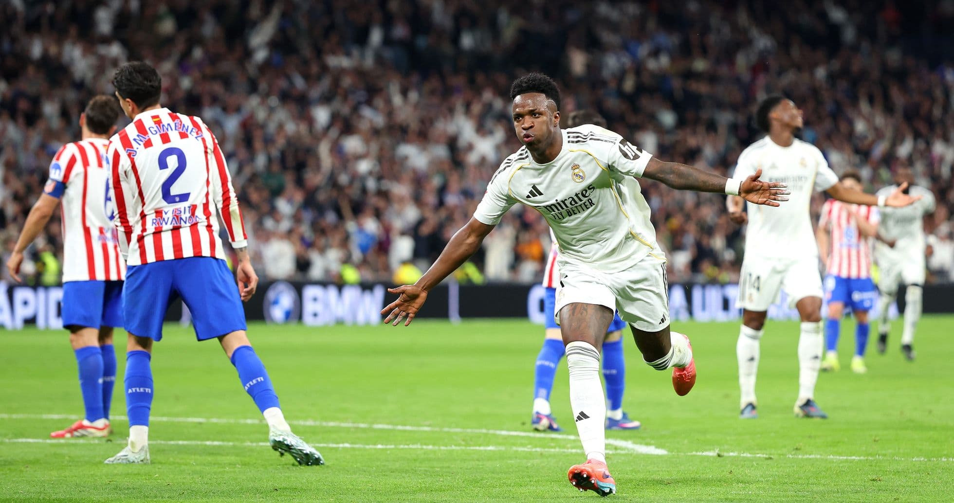Vinícius Jr. celebrando un gol contra Atlético Madrid