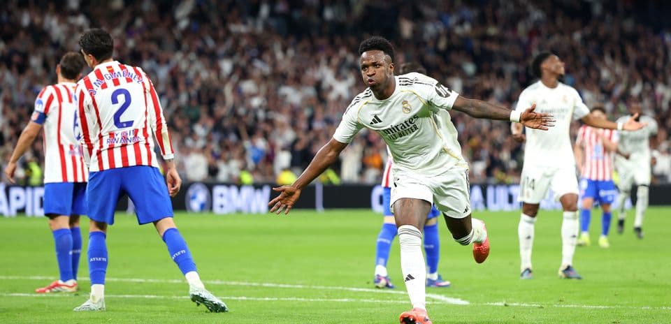 Vinícius Jr. celebrando un gol contra Atlético Madrid