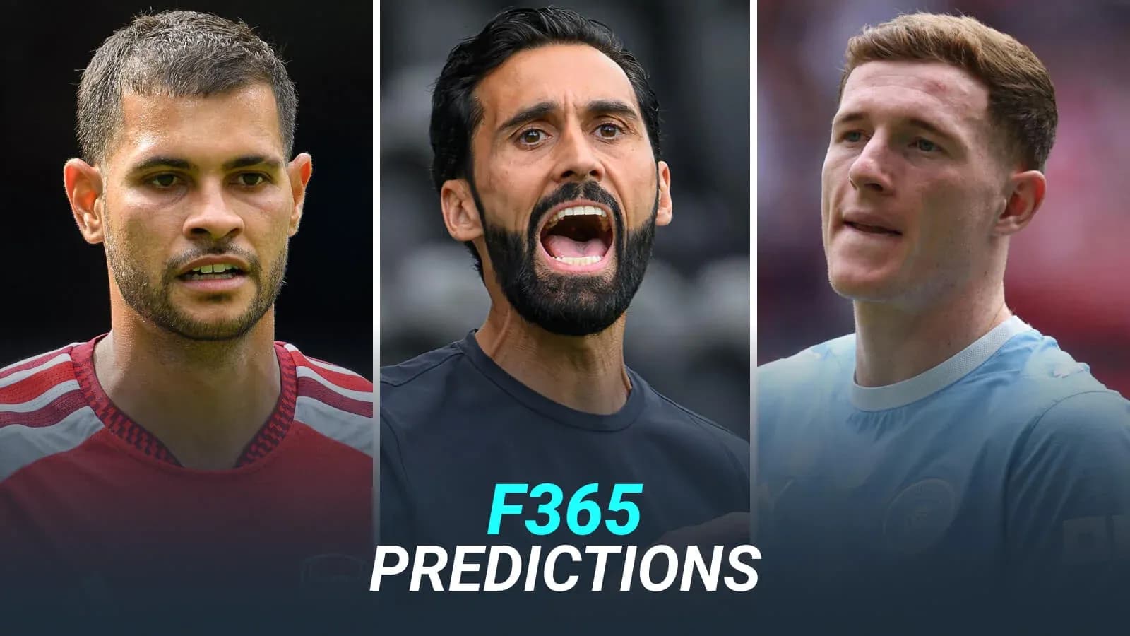 Tres futbolistas en un montaje de predicciones