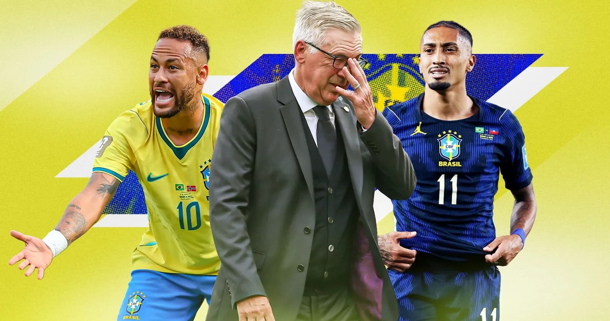 Neymar y jugador brasileño con entrenador en medio