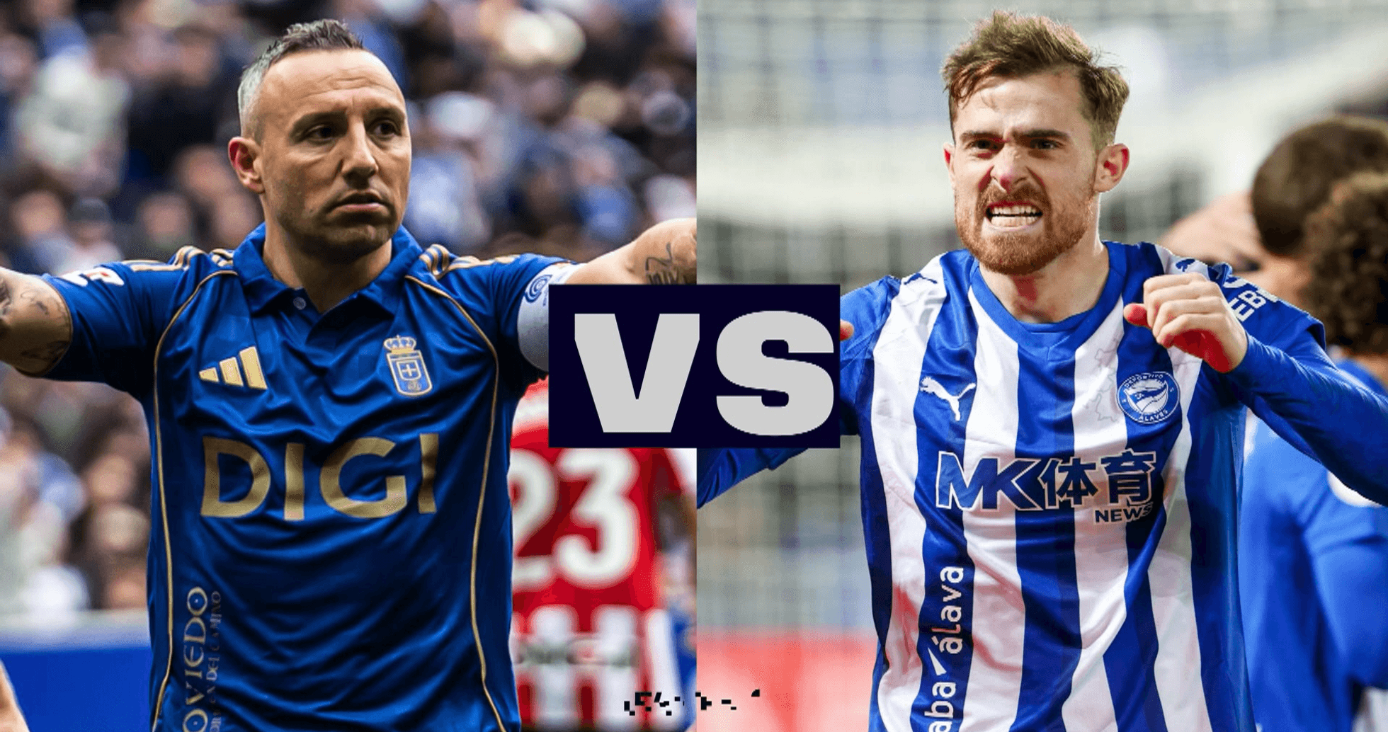 Jugadores de Oviedo y Alavés en partido