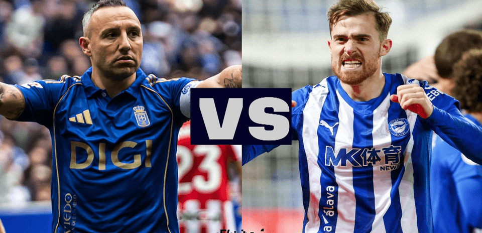 Jugadores de Oviedo y Alavés en partido