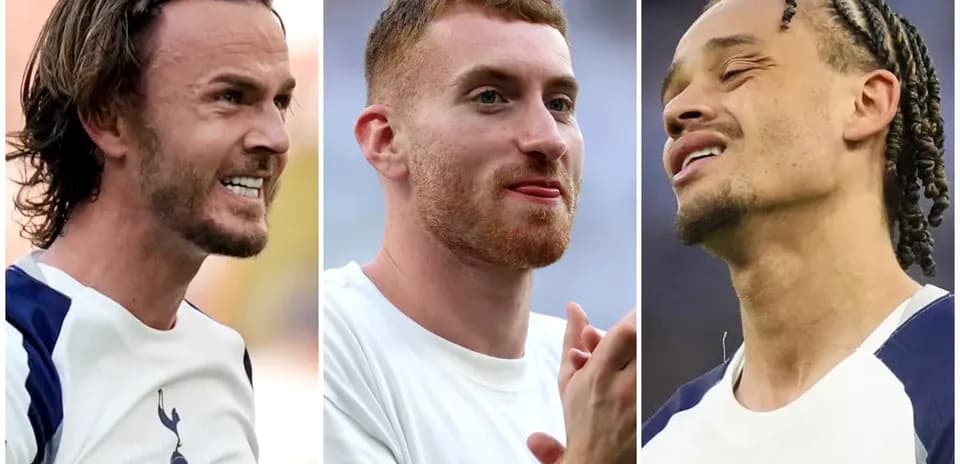 Tres jugadores de Tottenham en el campo de entrenamiento