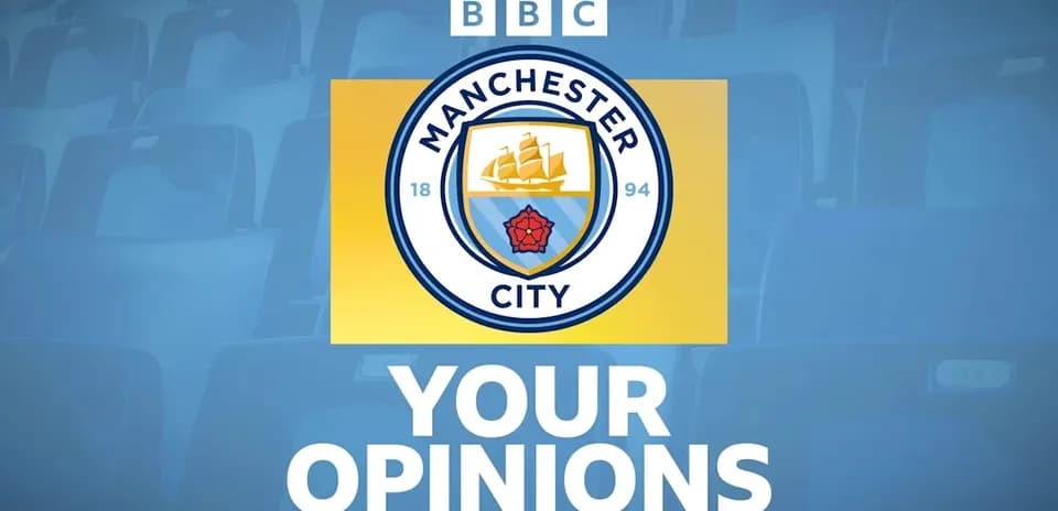 Logo de Manchester City con texto 'YOUR OPINIONS'
