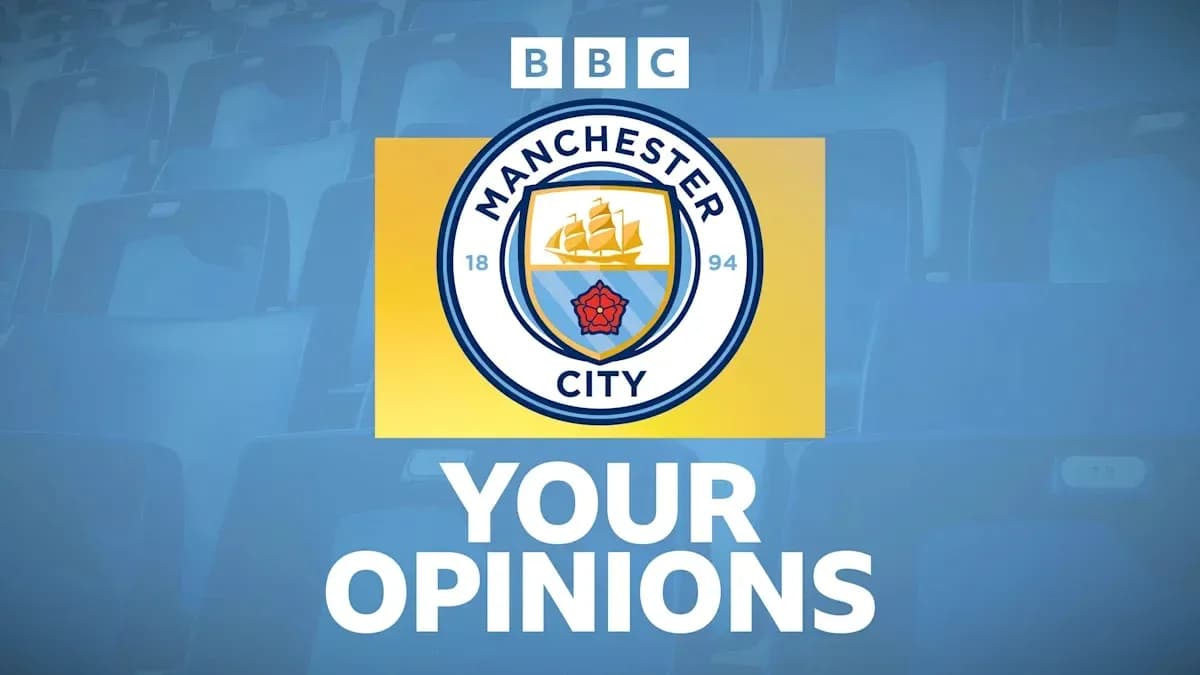 Logo de Manchester City con texto 'YOUR OPINIONS'