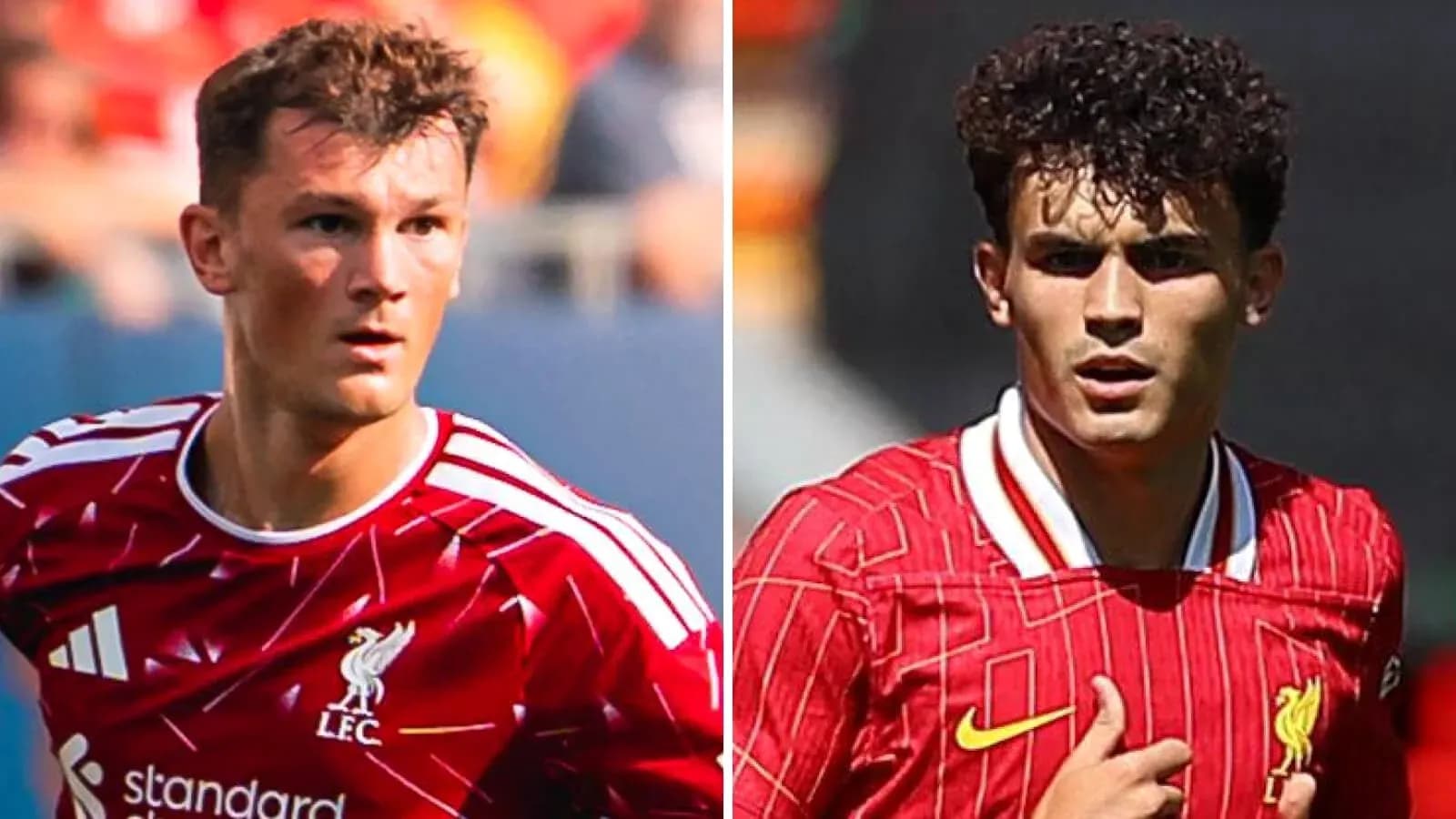 Dos jugadores de Liverpool en camisetas rojas durante el partido