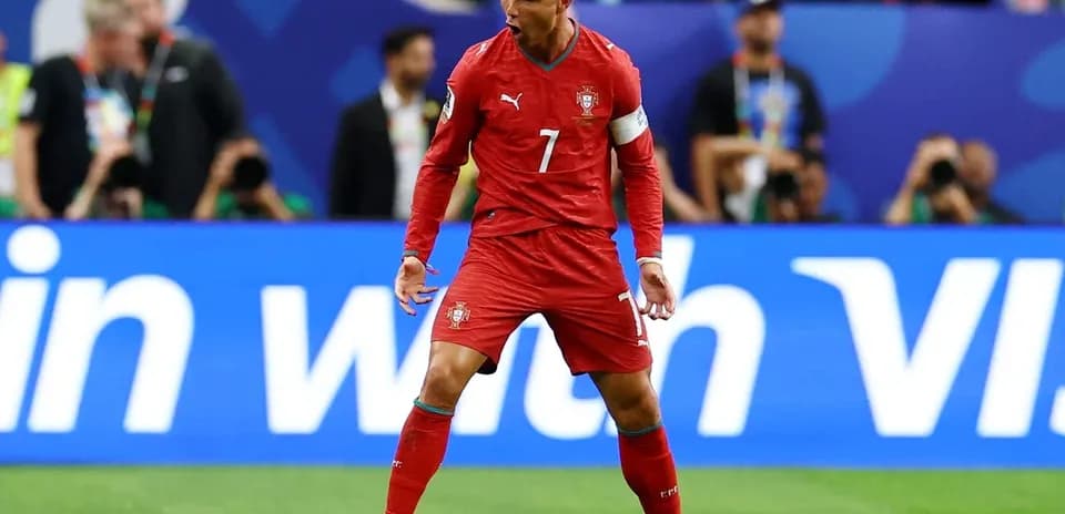 Cristiano Ronaldo celebrating on the pitch for Portugal