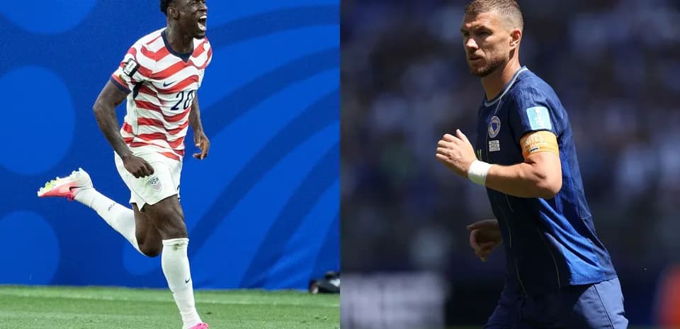 Jugadores de Estados Unidos y Bosnia en acción