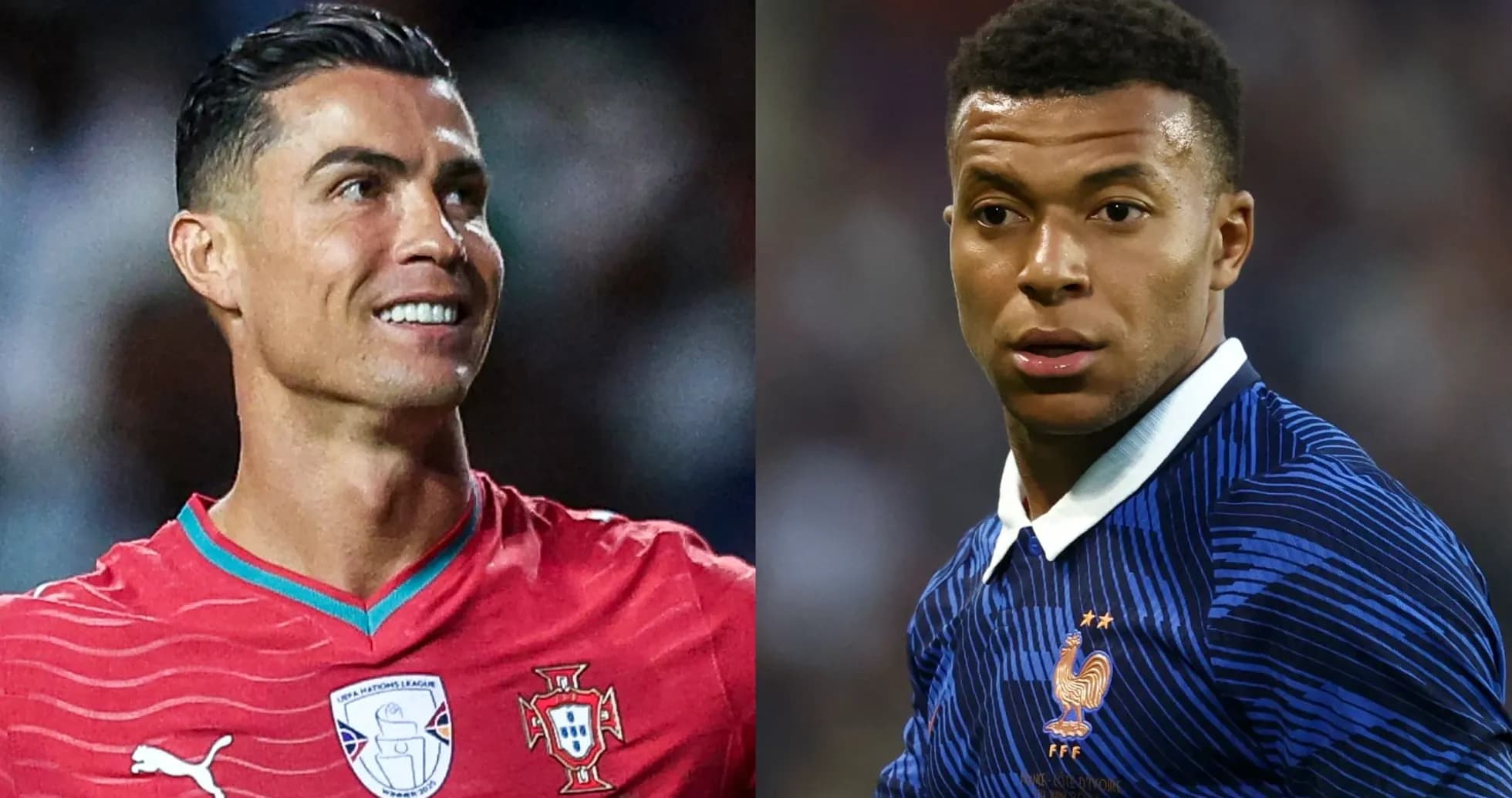 Cristiano Ronaldo y Kylian Mbappé en el campo