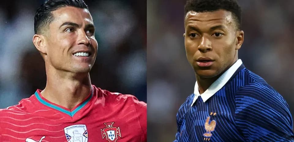 Cristiano Ronaldo y Kylian Mbappé en el campo