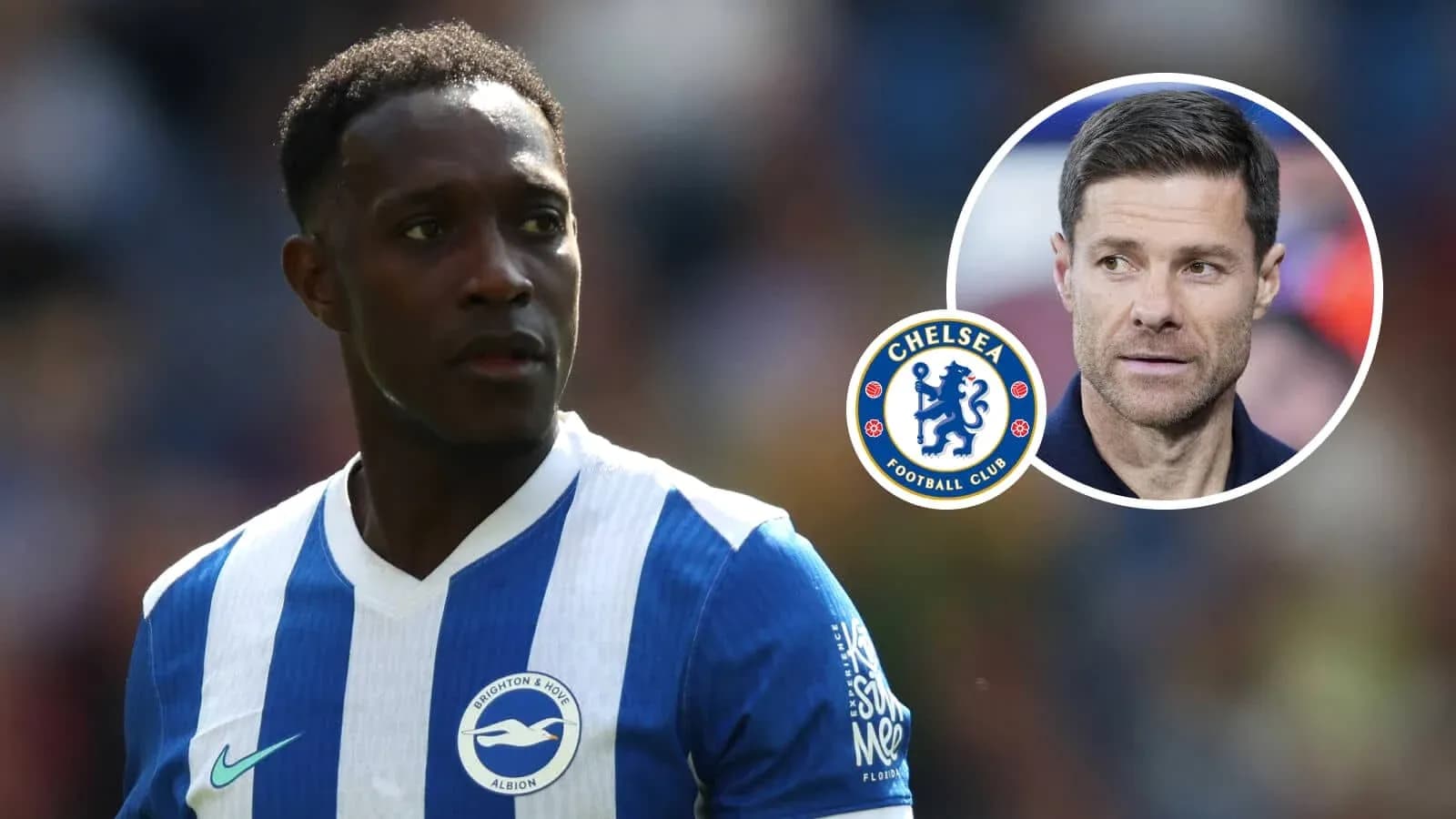 Jugador de Brighton en primer plano con entrenador de Chelsea