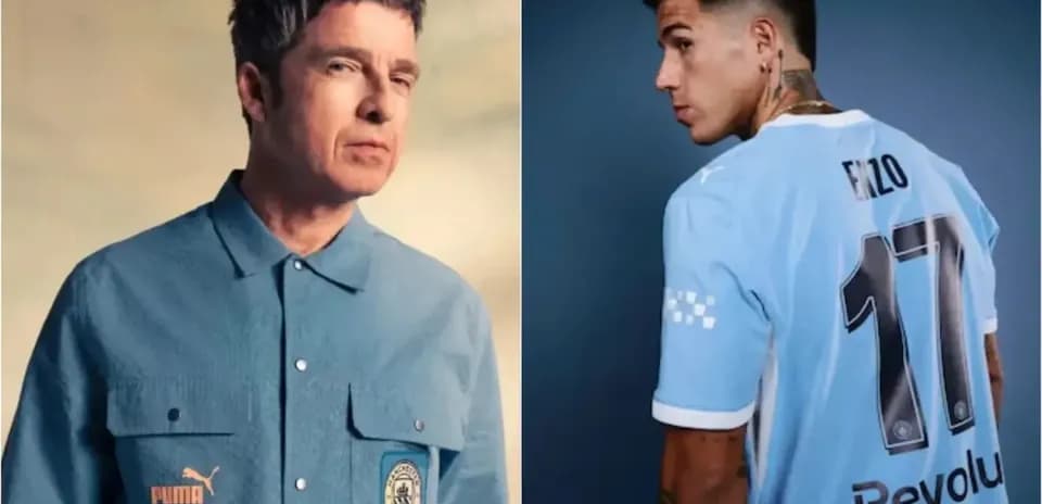 Persona en camisa y jugador con camiseta de fútbol