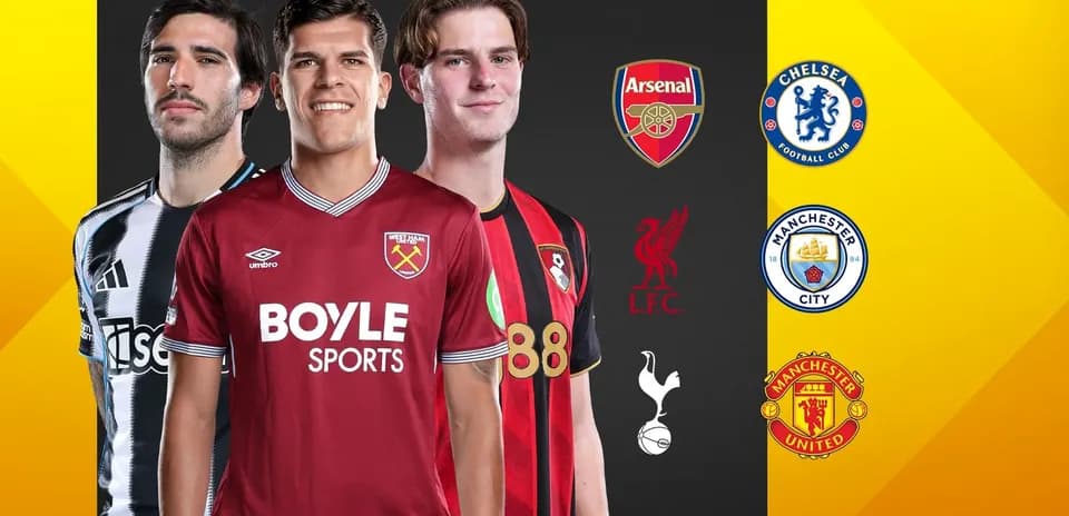Jugadores de equipos de la Premier League en uniforme