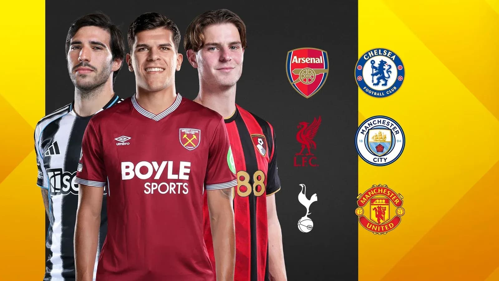 Jugadores de equipos de la Premier League en uniforme