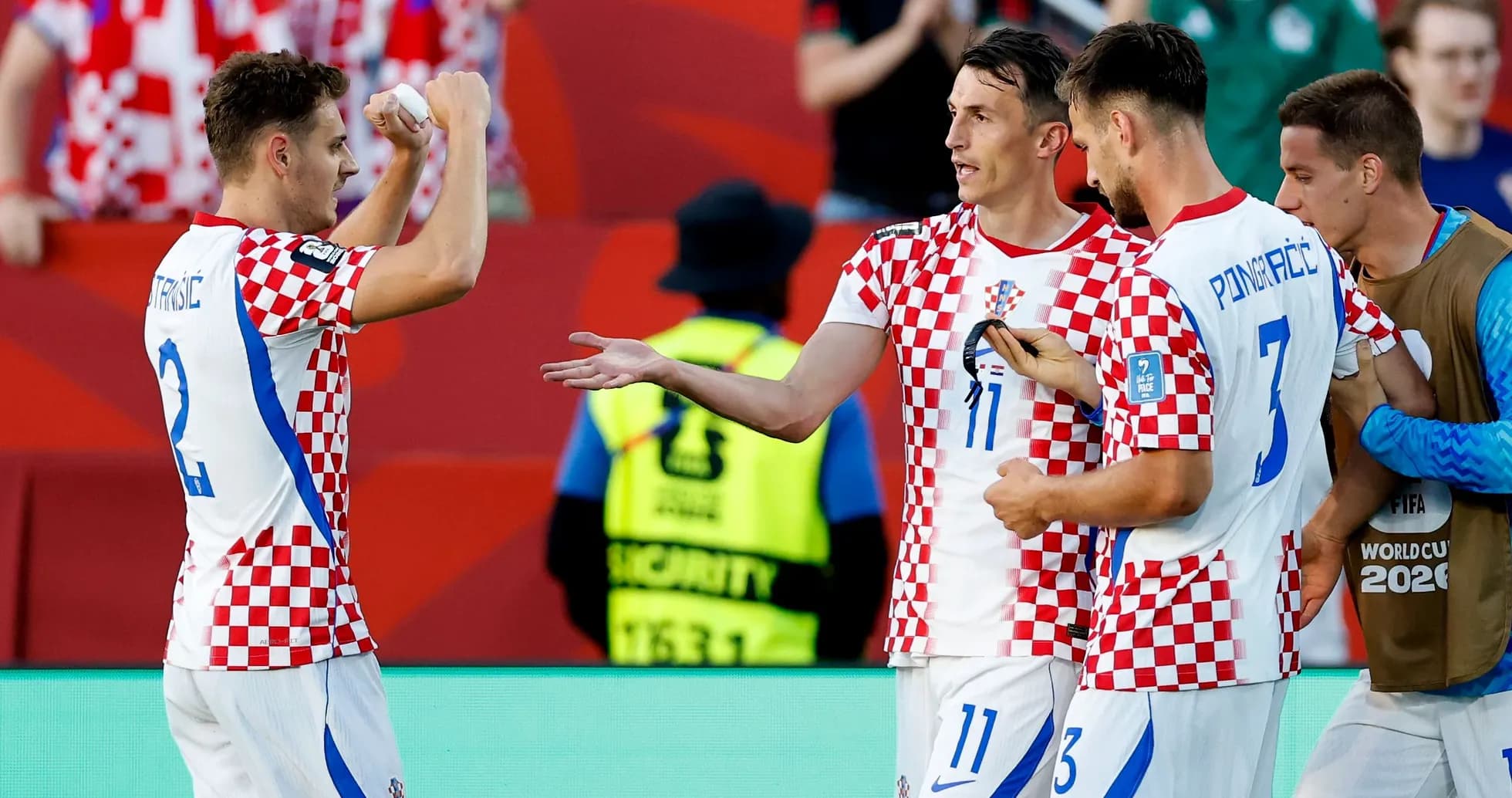 Jugadores de Croacia celebrando durante un partido