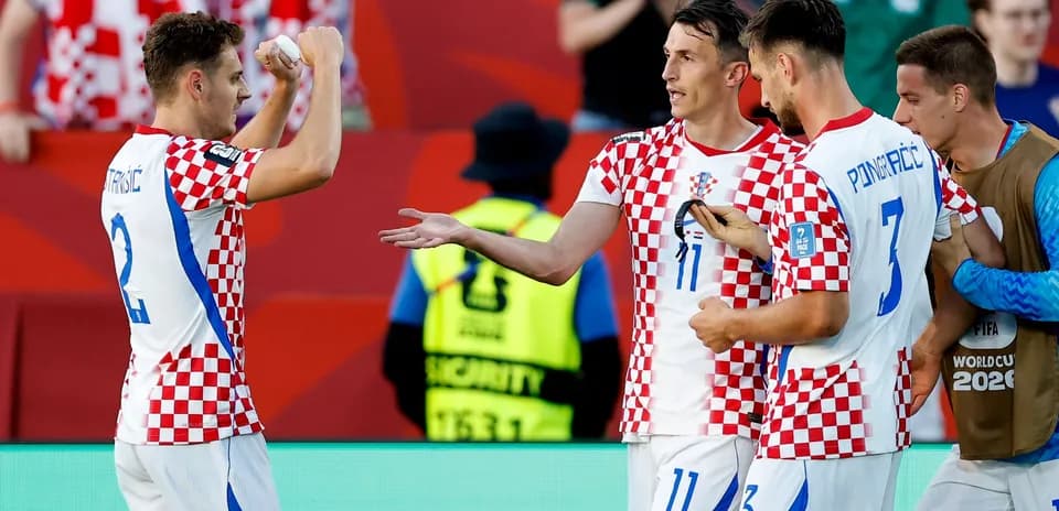 Jugadores de Croacia celebrando durante un partido