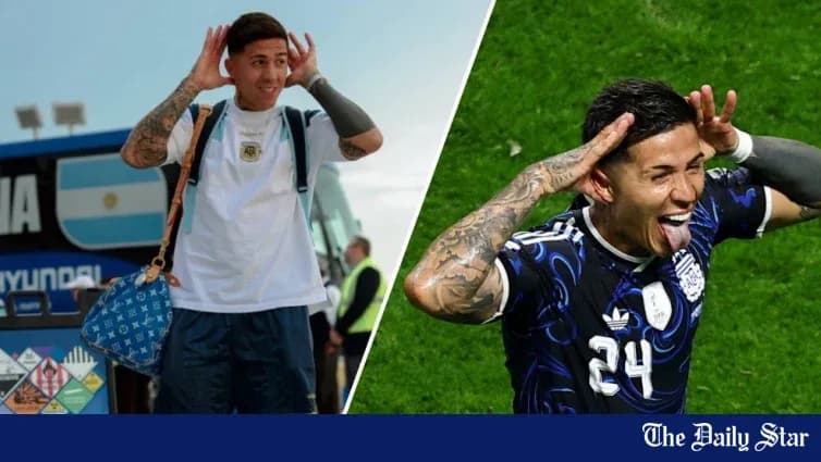 Jugador argentino celebrando y posando para la cámara