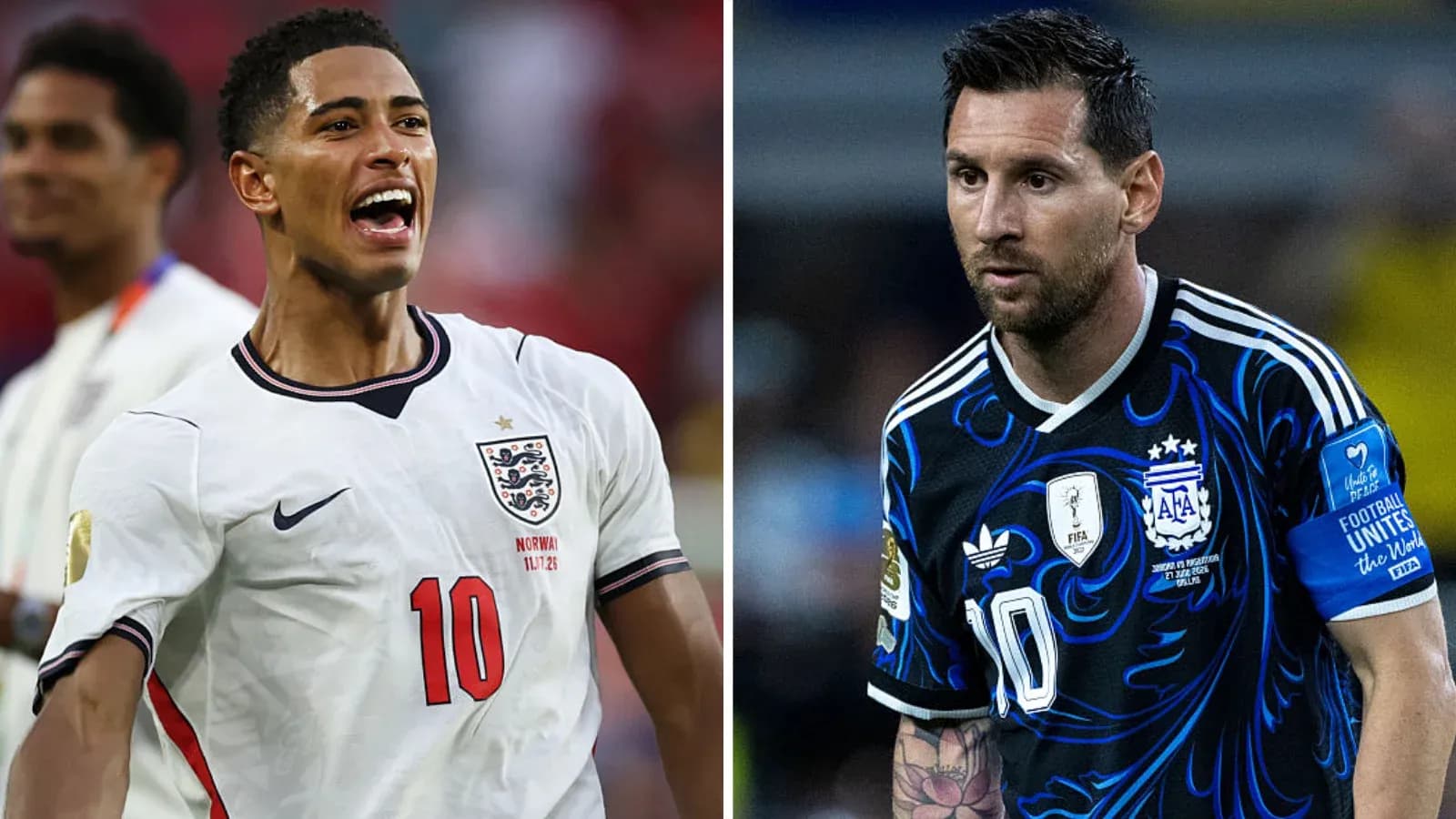 Jude Bellingham y Lionel Messi en el partido