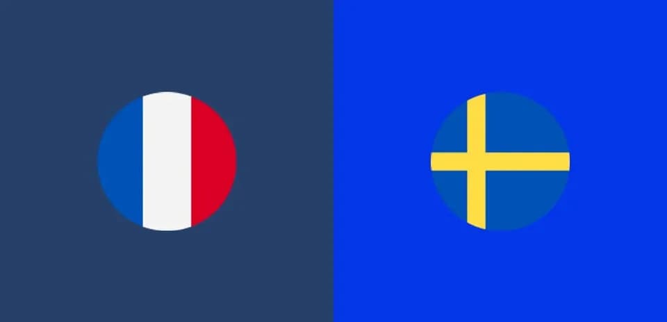 Banderas de Francia y Suecia en un fondo azul