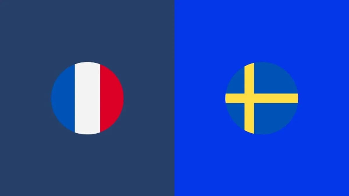 Banderas de Francia y Suecia en un fondo azul