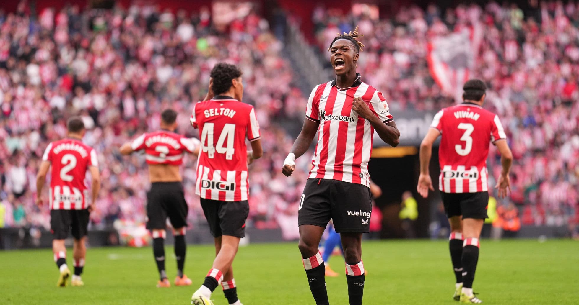 Jugadores de Athletic Club celebrando un gol