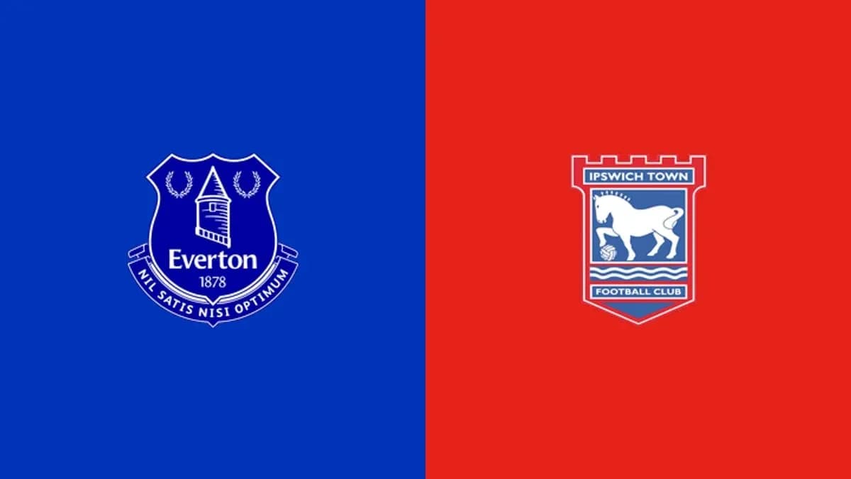Logos de Everton e Ipswich Town en fondo de color