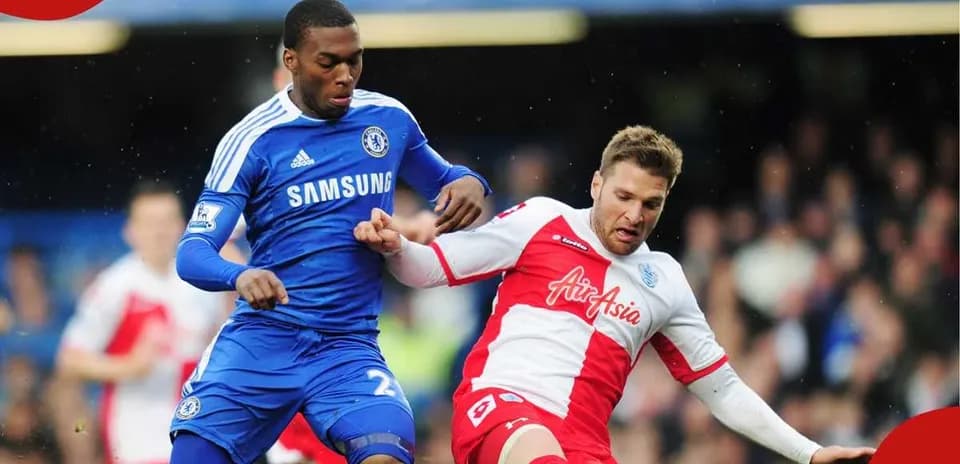 Jugador de Chelsea desafiando a rival de QPR