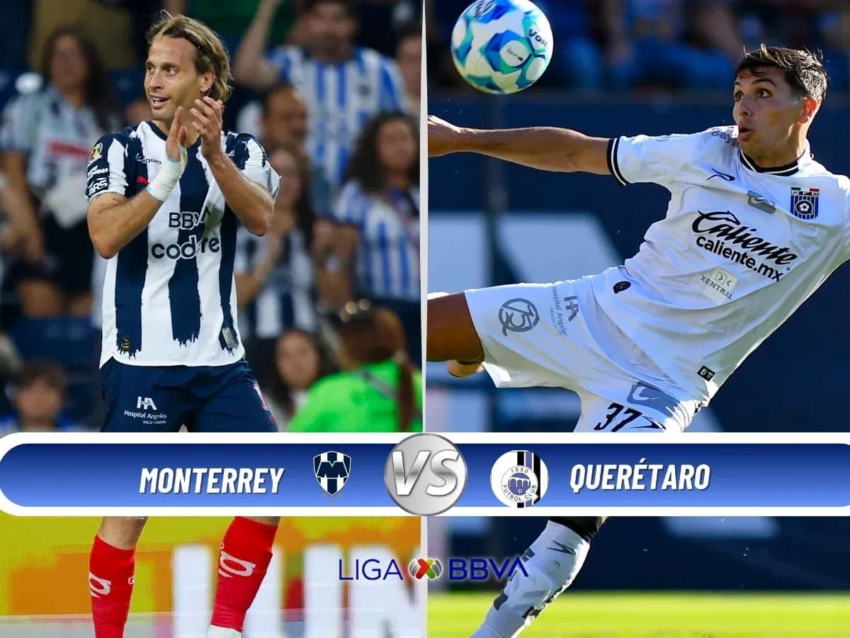 Jugadores de Monterrey y Querétaro en acción