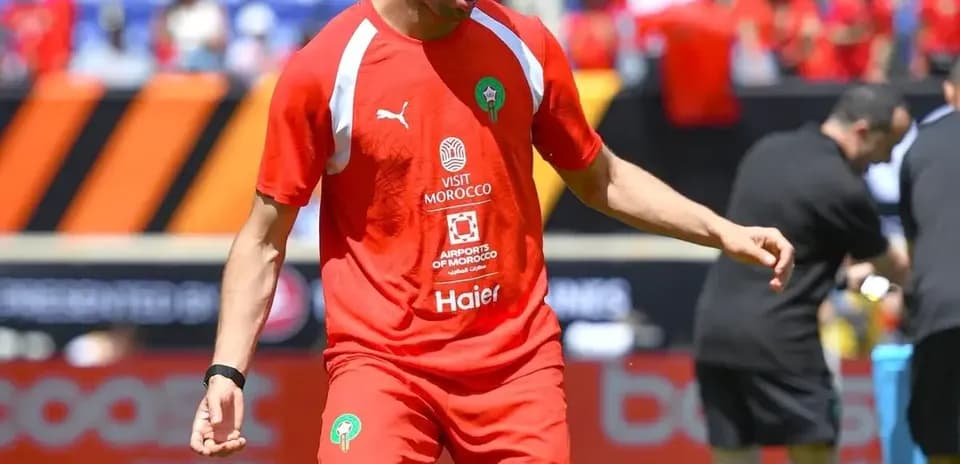 Jugador de Marruecos entrenando antes del partido