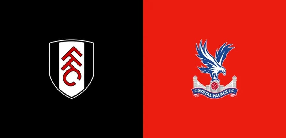 Escudos de Fulham y Crystal Palace en fondo dividido