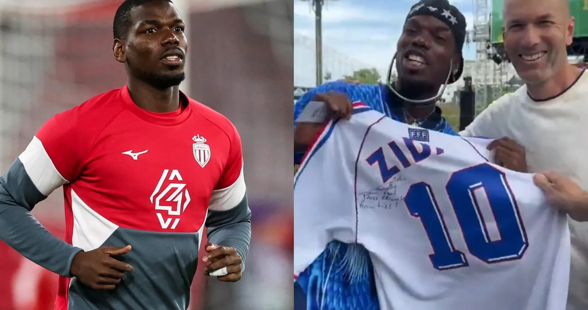 Paul Pogba entrenando y sosteniendo camiseta firmada