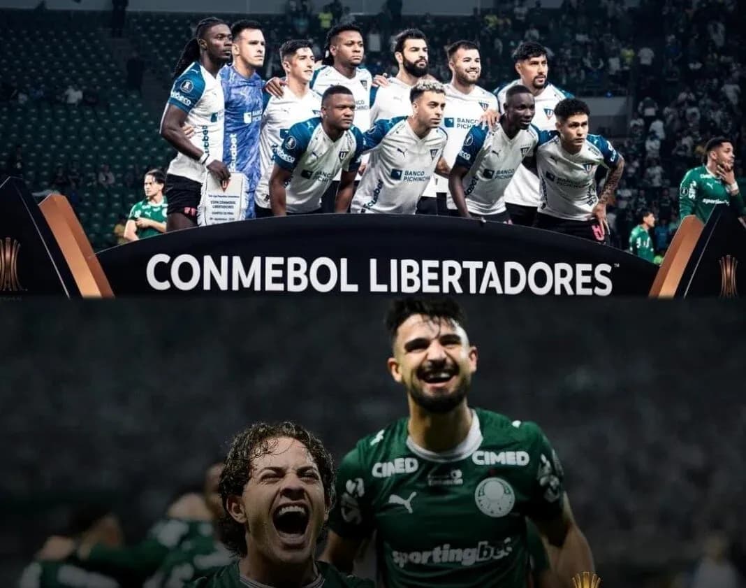 Jugadores de LDU de Quito y Palmeiras celebrando