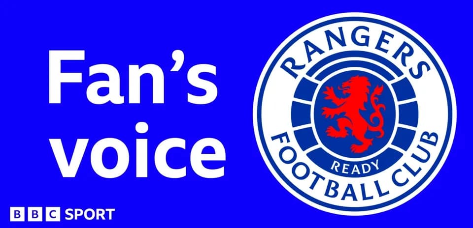 Texto de 'Fan's voice' con logo de Rangers FC