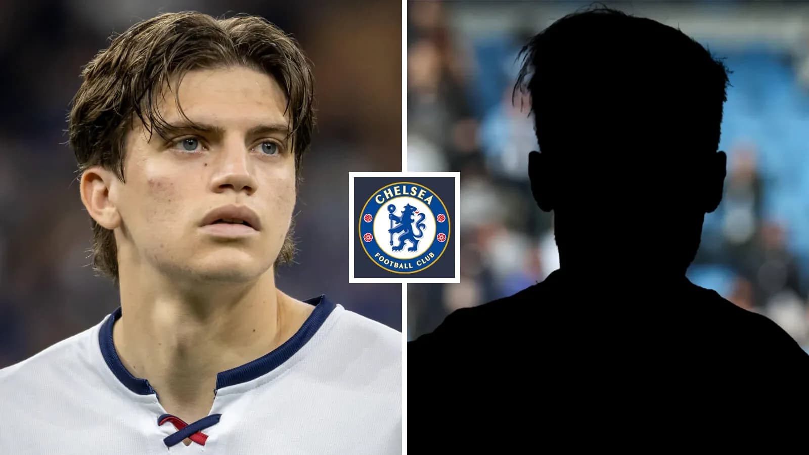 Jugador de Chelsea con fondo oscuro y logotipo