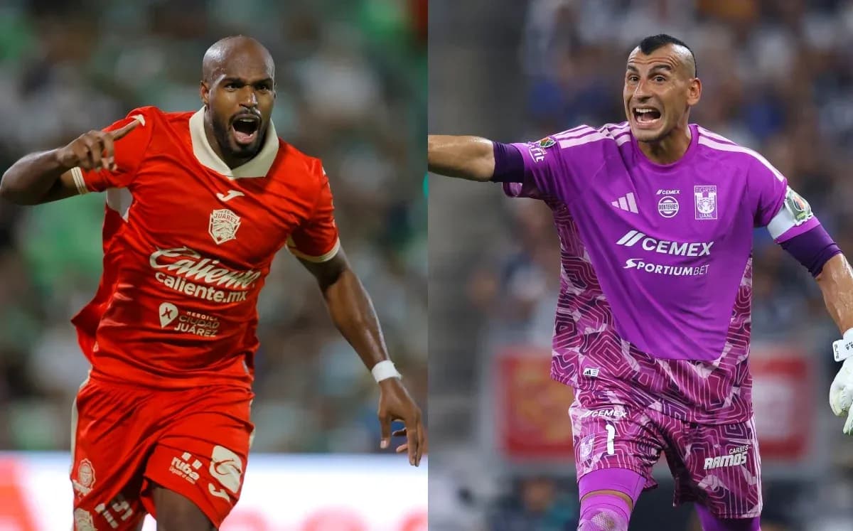 Jugadores de FC Juárez y Tigres UANL en acción