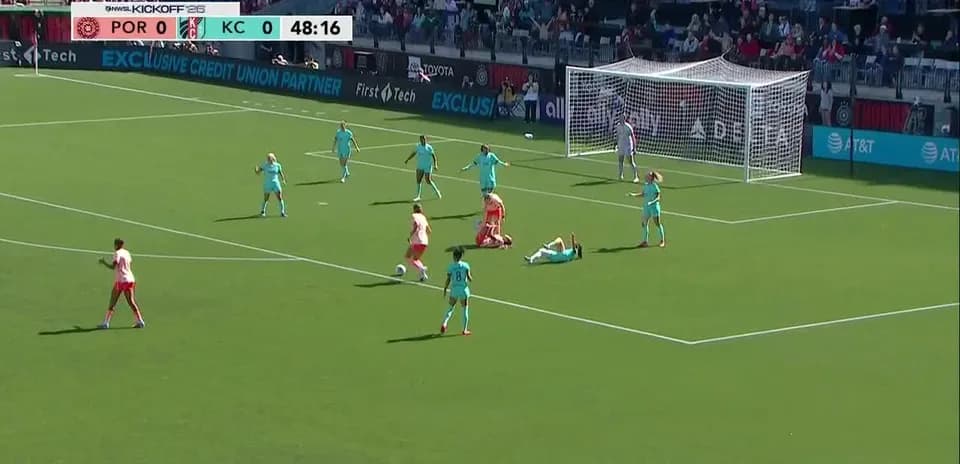 Acción durante el partido Kansas City vs Portland Thorns