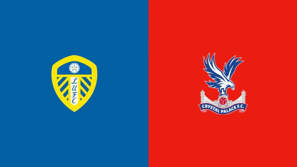 Logos de Leeds United y Crystal Palace en fondo colorido